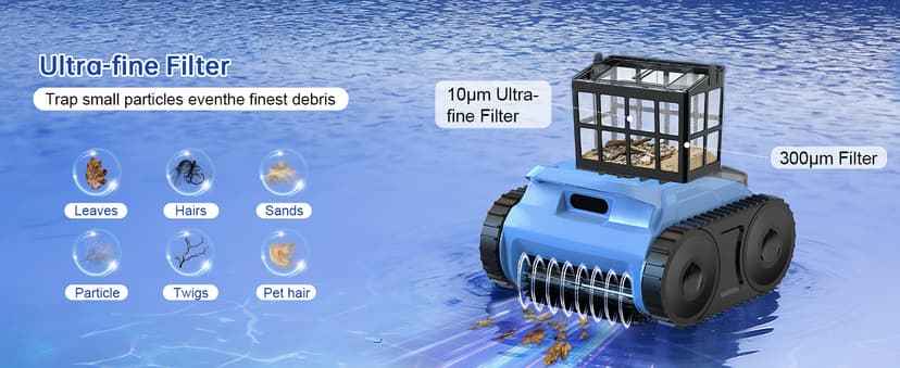 (2025 Upgrade) Pool Vacuum for Inground Pools, Robotic Pool Cleaner, Wall Climbing Pool Cleaner, Cleans Pool Floors, Drain & Walls & Waterline, Cleaning Up to 2100 Sq.ft, 180 Min