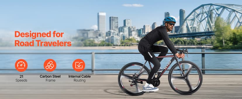 VEVOR Road Bike, 700C Wheels Racing Bike, Shimano Drivetrain City Commuter Road Bicycle, Urban Adult Sport Bicycle with Drop Bar, for Men and Women