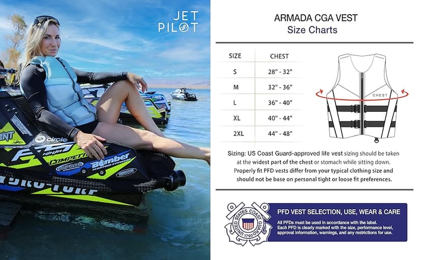 Jetpilot Women’s Lifevest. Armada Neoprene Coast Guard Approved Life Jacket PFD