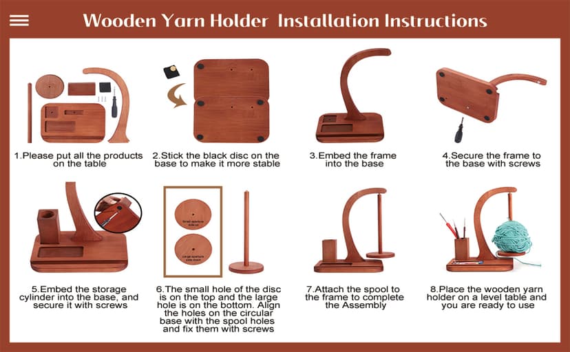 Upgraded Yarn Holder for Crocheting,Wooden Crochet Yarn Holder Magnetic Rotation Yarn Spinner with Crochet Accessories Storage and Phone Stand,Yarn Ball Holder Crochet Gift for Knitting Lovers