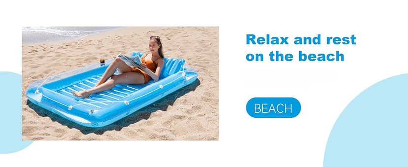 Inflatable Pool Floats Lounger for Adults, Blow Up Tanning Pool Raft Sun Tan Tub with Inflatable Pillow for Family Outdoor, Garden, Backyard Summer Water Party (14+ Year Old)