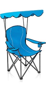 ALPHA CAMP Heavy Duty Canopy Camping Chair, 350 lbs Capacity Oversized Folding Chair with Adjustable Sunshade, Portable Sunshade Chair with Cup Holder for Beach, Fishing, Outdoor, Red