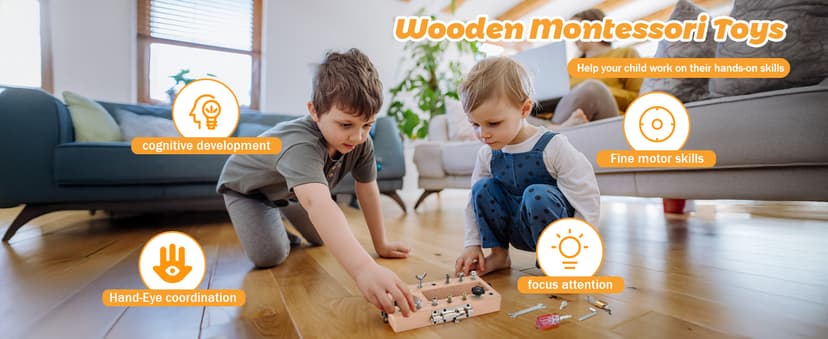 Montessori Screwdriver Board Set with Lock and Key, Montessori Toys for 3 4 5 Year Old, Wooden Screw Driver Activities Tools, Fine Motor Skills Preschool Learning Sensory Toy B0G4VS2511