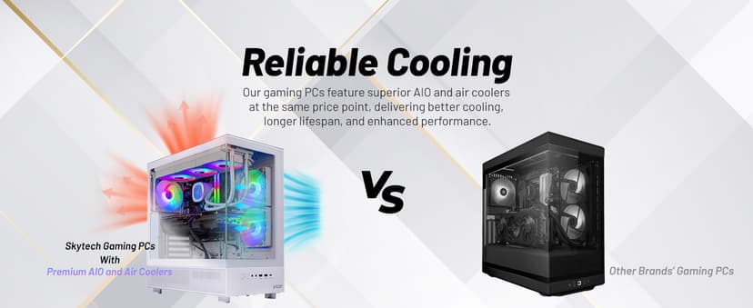 Skytech Azure Gaming PC Desktop, Ryzen 7 9700X 3.8 GHz (5.5GHz Turbo Boost), NVIDIA RTX 4060 8GB GDDR6, 2TB SSD, 32GB DDR5 RAM 6000 RGB, 650W Gold PSU, 360mm ARGB AIO, Wi-Fi, Win 11 Home