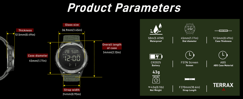 CakCity Digital Watch Military Watches for Men Black Tactical Sports Waterproof Men's Women's Wrist Watch with LED Backlight Nylon Band Stopwatch,Green