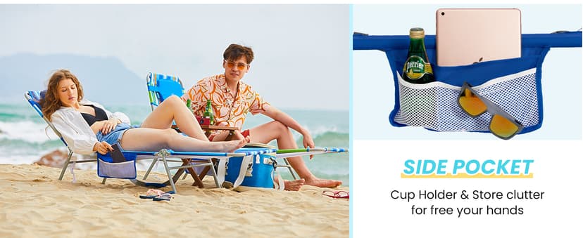 #WEJOY Folding Tanning Chair with Face Hole, 5 Positions Face Down Beach Lounge Chairs with Pillow for Outside Sunbathing Poolside (Blue/White)