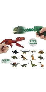 DINOBROS Dinosaur Chomper Toys for Kids with 3 Roar Sounds and Light Jurassic Dinosaurs Grabber Claw T-Rex Reacher Robot Hand Pincher Dino Snapper