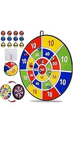 Dart Board Games for Kids Ages 3-12, Sticky Dart Board with 12 Balls & 12 Darts, Indoor Outdoor Toys for Boys, Party Birthday Gifts