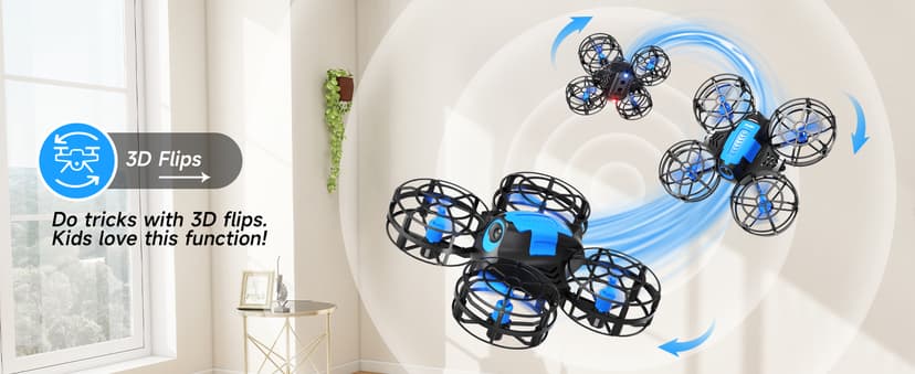4DRC V18 Mini Drone for Kids Beginners, RC Quadcopter with 2 Control Modes, Headless Mode, Altitude Hold, Auto Hover, 3 Speeds, 3D Flips, LED Lights, 2 Batteries, Gift Toy for Boys