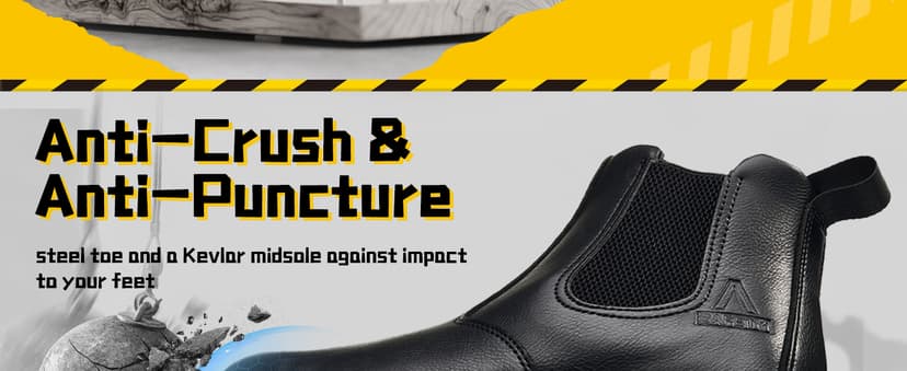 ZBVB Unisex-Adults Steel Toe Chelsea Boots, Men's Industrial Construction Shoes, Waterproof, Lightweight, Comfortable, Non-slip Safety Boots