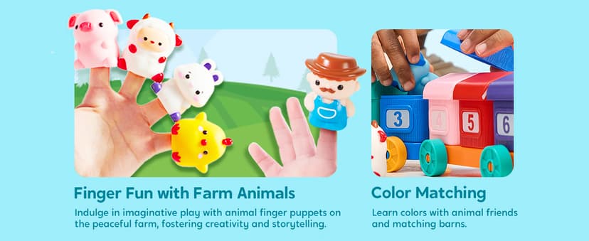 Play-Act Learning Toys for 1 2 3 Years Old, Counting, Matching & Sorting Montessori Learning Farm Train Including 9 Farm Animals, Birthday Gift for Baby Boys Girls B0CYT85XT6