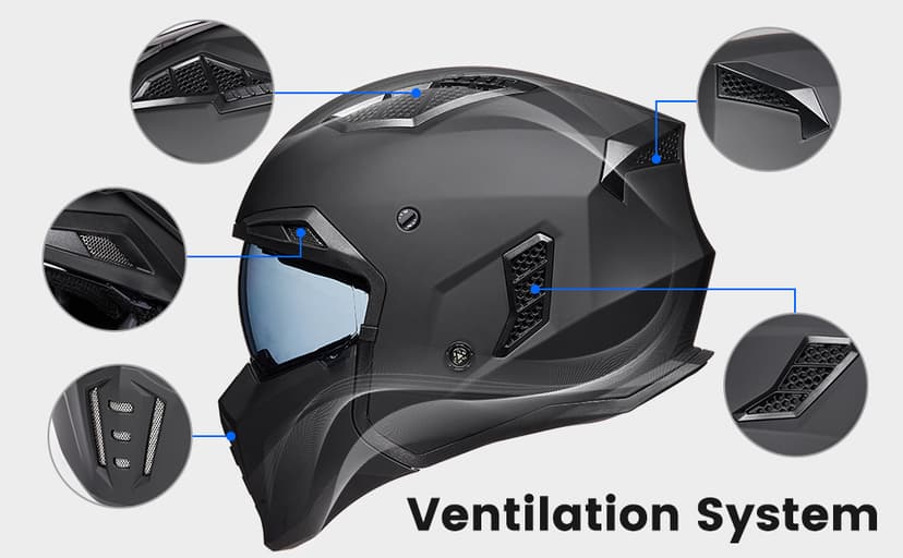 ILM Open Face Motorcycle 3/4 Half Helmet for Men and Women, Vintage Retro Helmet with Visor for Moped ATV Cruiser Scooter DOT Model Z302(Matte Skull,XX-Large)