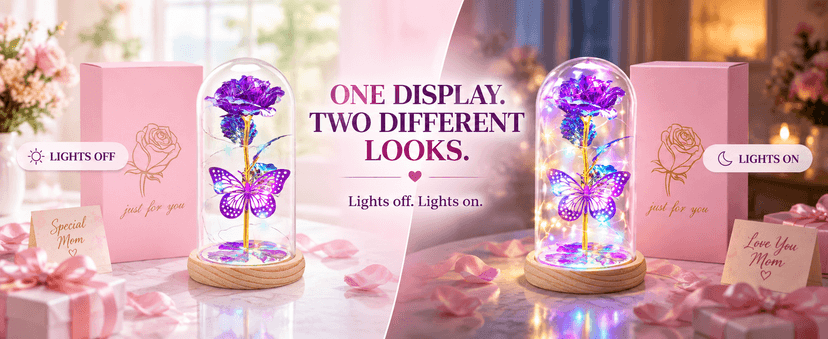QUNPON Mothers Day Rose Gifts for Mom Flowers Rose Gifts for Women,Birthday Gifts for Women,Purple Butterfly Flowers for Mom Mother Day Flower Gifts from Daughter Son,Gift for Sister,Her,Grandma,Wife