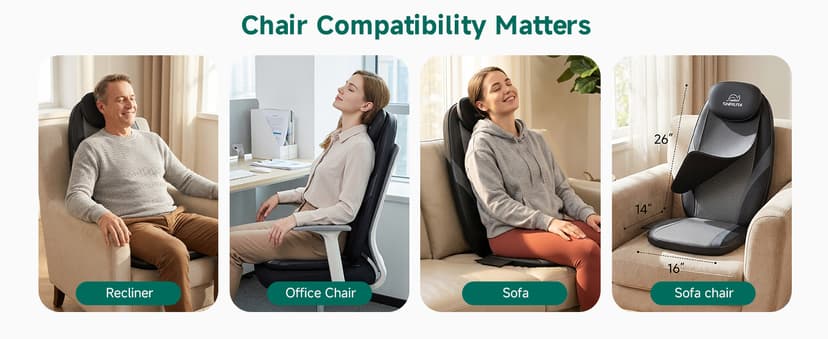 Snailax 2026 Upgraded Shiatsu Roller Back Massager with Heat Massage Chair Pad Kneading Back Massager for Pain Relief Deep Tissue Chair Massage Pad for Office Home