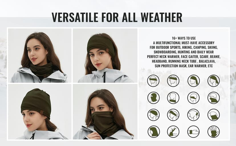 ACUSHLA 100% Merino Wool Neck Gaiter for Men & Women Ski Face Mask Winter Scarf Neck Warmer All Weather, Midweight Maple Leaf