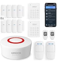9-Piece Home Security System, WiFi Wireless Alarm System, 120dB Siren Alert, DIY Smart Security System for House and Apartment, Smart Life App Control, No Monthly Fee, 2.4GHz WiFi