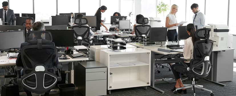 CAPOT Ergonomic Mesh Office Chair, Adjustable Lumbar High Back Desk Chair 400lbs, 4D Flip-up Arms, 3-Level Tilt Backrest, 3D Headrest, PU Wheels, Swivel Rolling Computer Seating for Long Desk Work