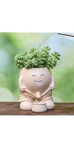 Rocking Chair Smiley Face Planter,Cute Plant Pots for Indoor Outdoor Plants,Succulent Pots with Drainage Hole,Unique Funny Flower Pot for Succulents,Plant Gifts for Mother's Day, Birthday, Christmas B0F59W5CR2