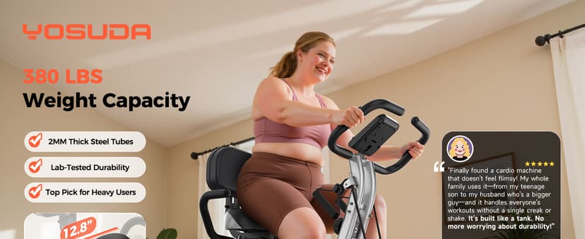 YOSUDA Folding Exercise Bike - Foldable Stationary Bike for Home Gym Workout