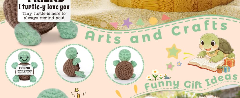 Mini Funny Turtle Best Friend Friendship Gifts for Women Men, Birthday Gifts for Friends Female Male Girls, I Love You Small Cute Stuff Things, Handmade Emotional Positive Crochet Turtle