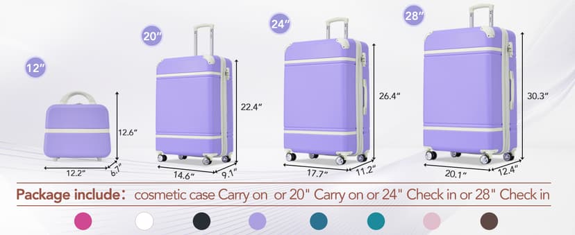 Merax Luggage Set 2 Piece Suitcase Set with Cosmetic Case Expandable Spinner Wheels Vintage Luggage Sets(Black,20"+28")