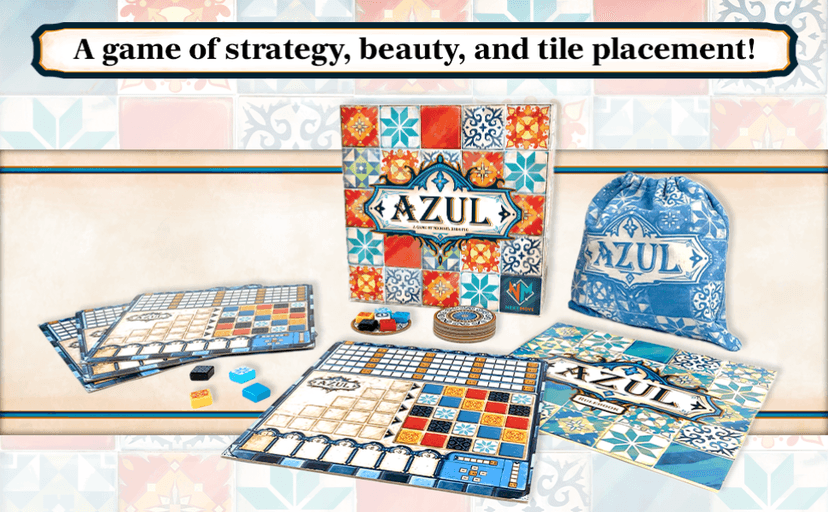 Azul Board Game - Award-Winning Tile-Placement Strategy Game, Beautiful Mosaic Art, Family Fun for Kids & Adults, Ages 8+, 2-4 Players, 30-45 Minute Playtime