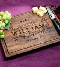 Personalized Cutting Board - Custom Engraved Wood Charcuterie Board - Best Wedding Gift Idea for Couples (Bride & Groom), Newlyweds - Handcrafted in USA from Premium Hardwood 002
