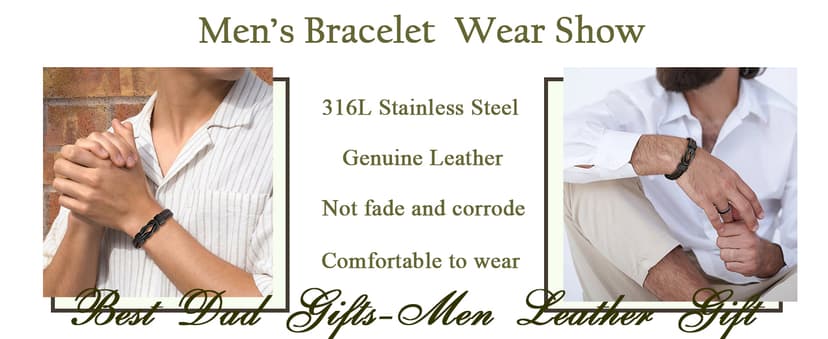 Gift for Men Infinity Bracelet for Men Dad Husband Boyfriend Son Grandson Brother Nephew Uncle Brown Braided Leather Forever Linked Together Stainless Steel Engraved with Love You Forever Jewelry 7.5|8.5|9 Inches