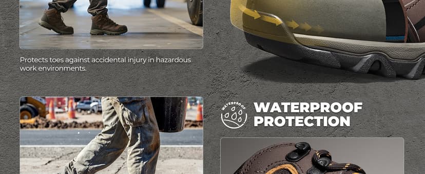 NORTIV 8 Men's Waterproof Steel Toe Work Boots