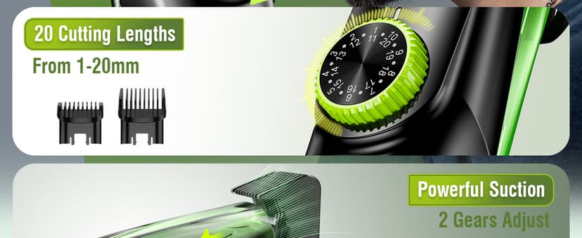 SHPAVVER Beard Trimmer for Men: Vacuum Mustache Trimmer for Less Mess -IPX7 Waterproof- Rechargeable Electric Beard Cutting Kit with Adjustable Length Comb-Built-in Vacuum for Sideburns/Stubble