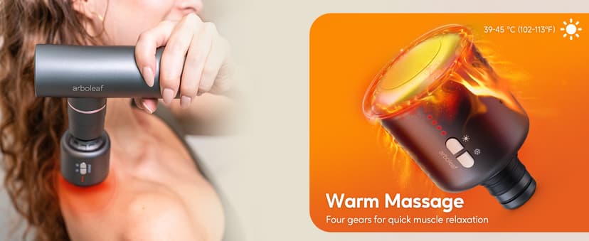 Targeted Temperature Control with Deep Percussion Massage for Muscle Warm-Up, Post-Workout Recovery, and Relaxation arboleaf Hot and Cold Massage Gun Deep Tissue, Percussion Muscle Massager B0CZP1D7CX