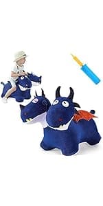 Outside Inflatable Riding Plush Triceratops Bouncing Horse Hopping Toy, Cool Birthday Gifts Age 2 3 4 5 6 Year Old Boy Girl Bouncy Pals Toddler Dinosaur Hopper Toy, Kids Outdoor Ride on Bounce Animal B09B1QZLXW