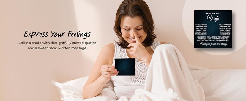 Larvincy To My Wife Necklace from Husband With Heartfelt Message & Elegant Box - Soulmate Necklace for Women, Romantic Jewelry Gift for Her On Birthday, Anniversary