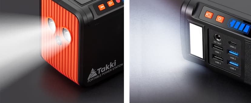 Takki 120W Peak Solar Generator Portable Power Station with 21W Panels, 88Wh Solar Charger Power Bank AC DC USB Ports for Camping Tent Laptop Outdoor Emergency