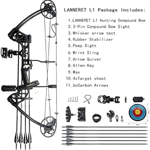 Compound Bow Draw Weight 0-70 Lbs for Pull Beginner and Intermediate Archer Fully Adjustable 19.25"-31" with All Accessories, up to IBO 320 fps,Package with Archery Hunting Equipment New 2024