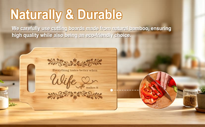 Wife Birthday Gift Ideas, " Everything Tastes Better " Engraved Cutting Board, Romantic Valentine's Day Gift to My Wife Birthday Gifts for Wife, Christmas Gift Ideas for Wife from Husband B0HBQ5XY3X