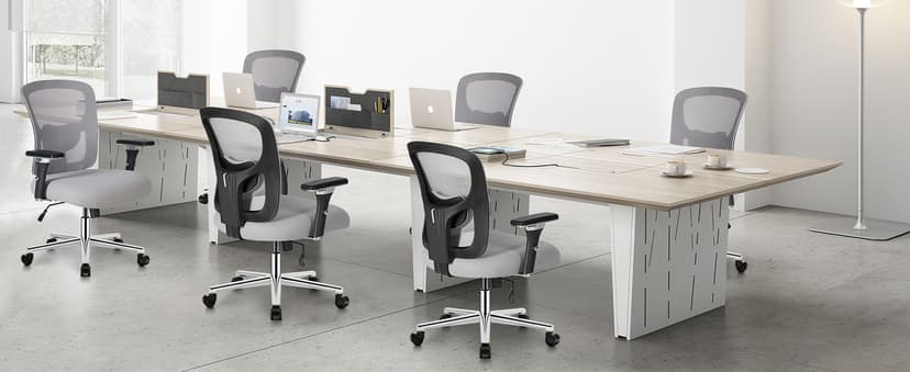 Sweetcrispy Big and Tall Office Desk Chair with Lumbar Support, 500lbs Heavy Duty Mesh Ergonomic Computer Chair with 4D Armrest and Wide Comfy Seat, 360° Swivel Wheels for Adult, Grey