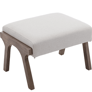 chairus Mid-Century Modern White Linen Accent Chair with Ottoman, Comfy Upholstered Lounge Armchair with Removable Cushions & Solid Wood Frame, Fabric Reading Chair for Living Room Bedroom Office