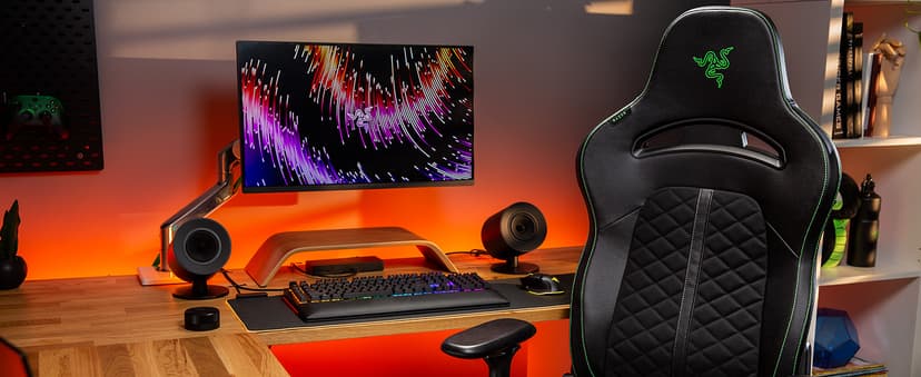Razer Enki Gaming Chair: All-Day Comfort - Built-in Lumbar Arch - Optimized Cushion Density - Dual-Textured, Eco-Friendly Synthetic Leather - Reactive Seat Tilt & 152-Degree Recline - Black/Green