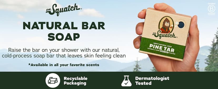Cleansing Cold Process Soap, Gifts for Men (Coastal Mist, Fresh Falls, Sierra Storm, Rainforest Rapids & Coconut Castaway) Dr. Squatch Natural Men’s Bar Soap, Body Soap Bar (5oz, 5-Pack) B0F197LRLH