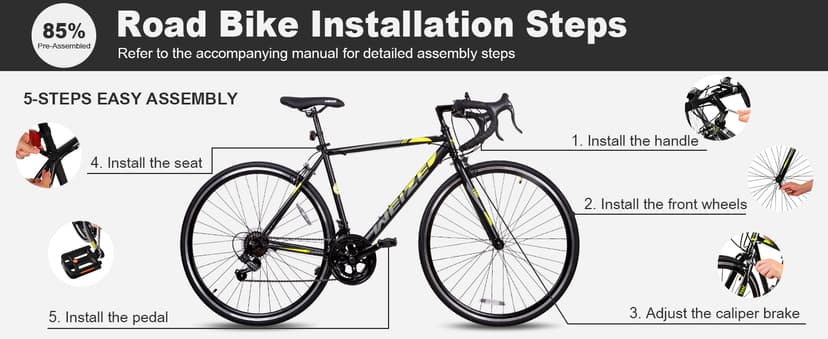 WEIZE Road Bike, 700C Wheel City Commuter Bicycle, 14 Speed Drop Bar, Racing Adult Bike with Caliper Brakes, High-Carbon Steel Hybrid Bikes, Urban Adult Bicycle for Men and Women