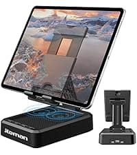 JTEMAN Cell Phone Stand with Bluetooth Speaker and Charging Function,Bluetooth Audio Power Bank Bracket,Birthday Gifts for Men Women,Kitchen Gadgets for Most Phones and Tablets-Black