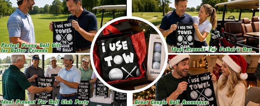 Premium Cleaning Towel for Golf Balls and Clubs; Easy To Attach to Golf Bags for Practice, Tournaments, and Daily Play Lihome Golf Accessories for Men, Funny Golf Towel, Golf Gifts for Men B0GX7CVYCL