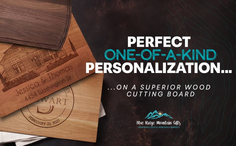 Blue Ridge Mountain Gifts Personalized Wood Cutting Board Laser Engraved Anniversary or Wedding Gift Custom Charcuterie Board Personalized Christmas Gift