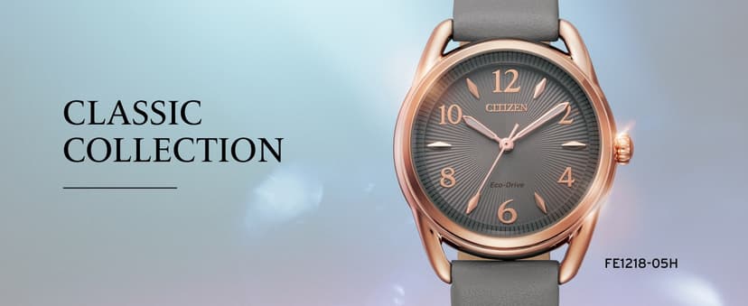 Citizen Women's Eco-Drive Dress Classic Watch in Rose-Tone Stainless Steel with Grey Leather Strap, Grey Dial (Model: FE1218-05H)