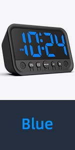 Small LED Digital Clock for Bedroom, Loud Alarm Clock for Heavy Sleepers Adults, Teens | Plug-In Electric Desk Clock | Simple Bedside Nightstand Clock with Adjustable Volume/Brightness/Snooze – Red