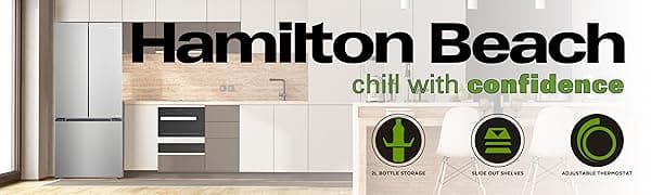 Hamilton Beach HBF1662 French Door Full Size Counter Depth Refrigerator with Freezer Drawer, 16.6 cu ft, Stainless