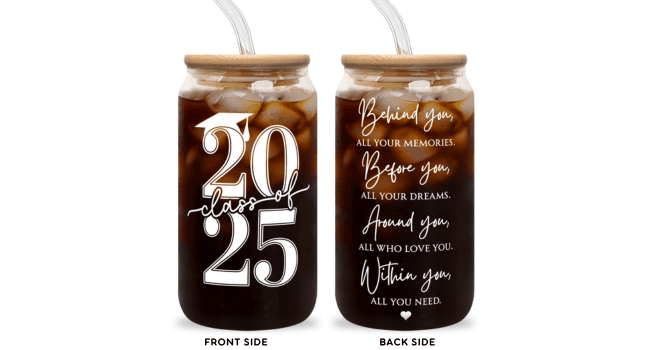 Graduation Gifts - Graduation Gifts 2025 High School - College Grad Gift for Her, Him, Women, Men, Graduates, Friends, Sister - Graduate Gift Ideas - Class of 2025 Cup - 16 Oz Can Glass