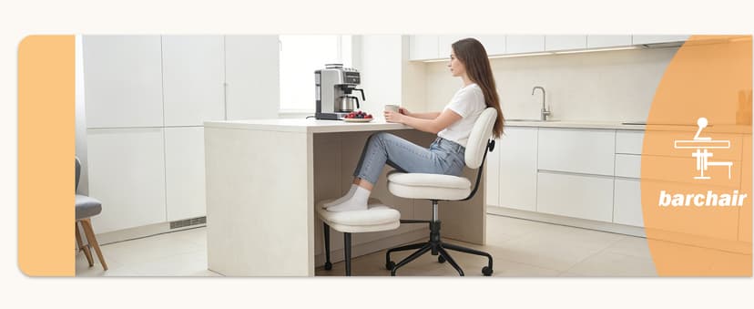 Criss Cross Chair with Footrest, 360° Swivel Faux Shearling Office Chair, Extra Wide Seat with Sofa-Like Comfort, Ergonomic Cross Legged Desk Chair for Cozy Reading, Meditation