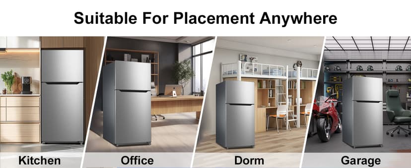 SMETA 30'' Top Mount Refrigerator with Freezer, 16.2 Cu. Ft. Stainless Steel 2-Door Counter Depth Fridge, Energy Saving, Ice Maker Ready, Reversible Door, Frost Free, Ideal for Garage & Office